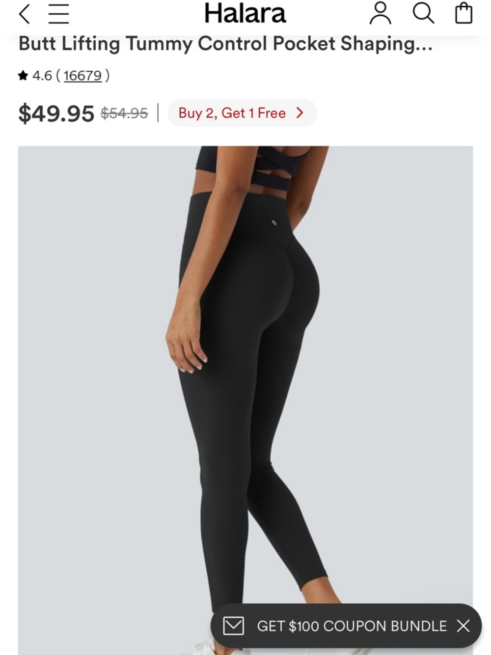 HALARA Black High-Rise Sculpting Leggings